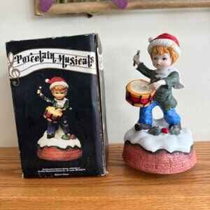 Vintage Revolving Musical Little Drummer Boy Porcelain Musicals